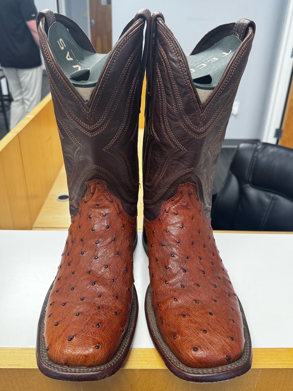 Tecovas The Emmitt Ostrich Boots size 10 Pecan color